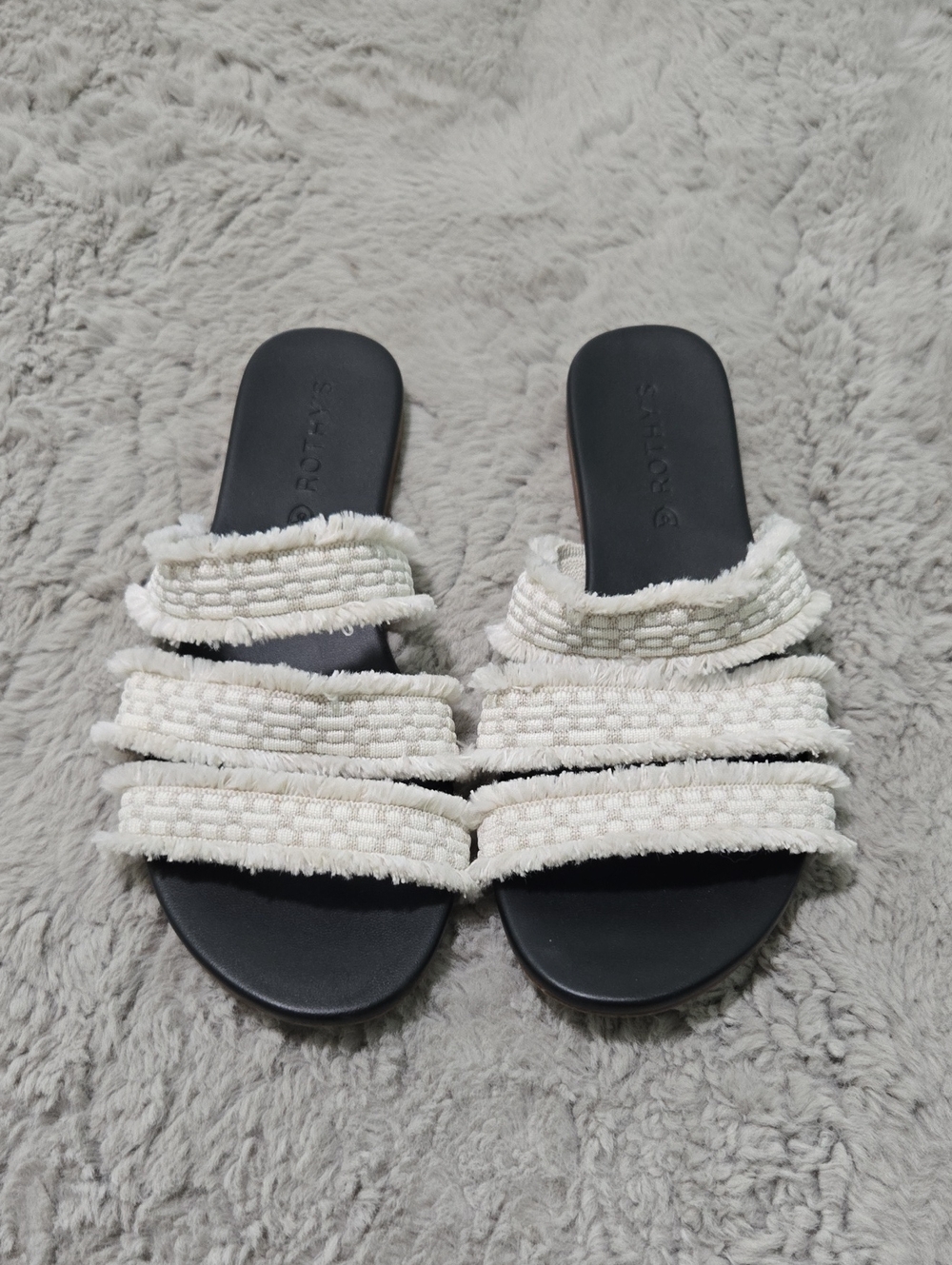 Rothy's boho fringe strappy slides sandals size 7.5